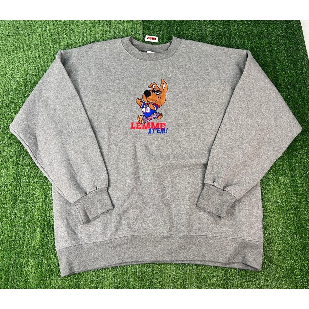 Hanes Ultimate Cotton Scrappy-Doo Lemme At Em Embroidered Sweatshirt XL Gray
